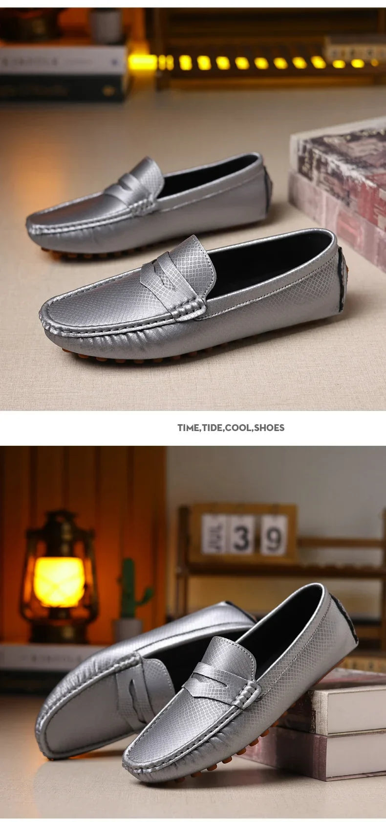 Mocassins Masculinos de Couro Azul de Luxo Moda Casual Confortável para Homens Designer Sapatos Slip-on Planos Masculinos zapatos hombre