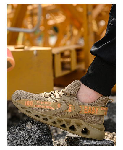 Work Safety Shoes For Men Lightweight Protective Work Sneakers Lightweight Men Shoes Breathable Shoes Anti-Puncture Work Shoe