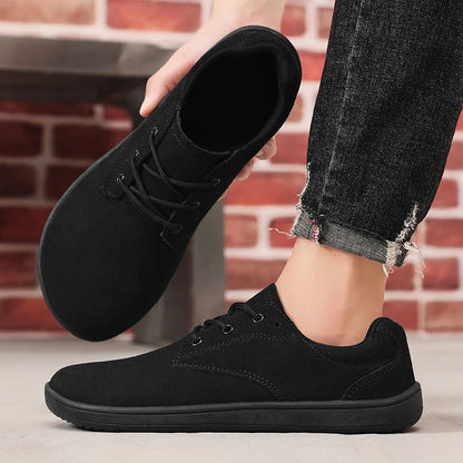 Men's Sneakers With Wide Toe Nose Feet Minimalist Cow Suede Leather Upper Casual Man Shoes Footwear For Woman