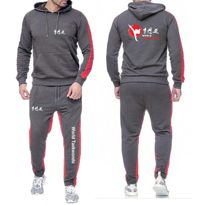 2025 WTF World Taekwondo Federation Men's New Solid Color Sweatshirt Set Casual Long-sleeved Hoodies +Sport Long Pants Suit