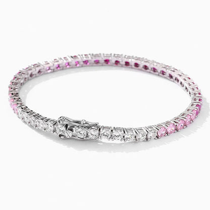 2024 Original Full 3mm Red Zircon Tennis Bracelet for Women S925 Silver Sea Blue High Carbon Gemstone Link Bracelets Gift