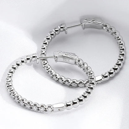 18K Plated 1.74-6.5cttw All Moissanite Hoop Earrings for Women Lab Diamond Jewelry 100% 925 Sterling Silver Earring