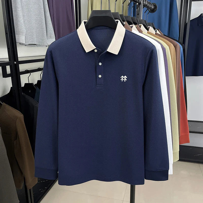 Design Brand Men's Polo Shirt Lapel Exquisite Embroid Long Sleeve Autumn New Breathable T-Shirt Business Leisure Trend Men'swear