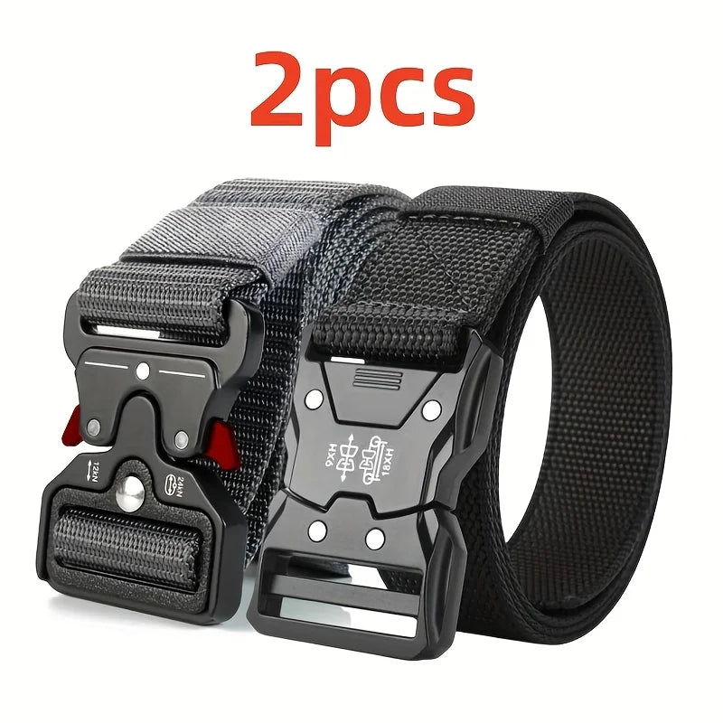 2-piece set of new men's waist belt, quick release buckle casual belt, suitable for cycling, climbing, fishing, golf and other s