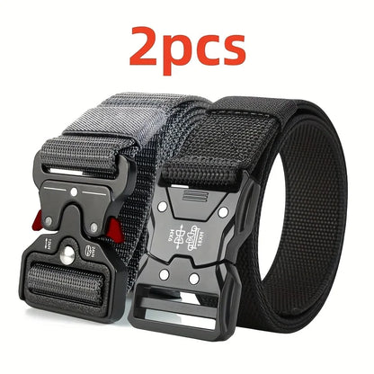 2-piece set of new men's waist belt, quick release buckle casual belt, suitable for cycling, climbing, fishing, golf and other s