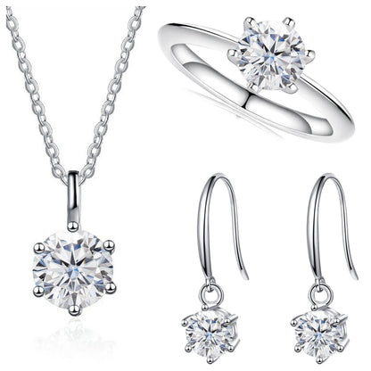 Total 2.5ct Solitaire 925 Sterling Silver moissanite Jewelry set for charm lady  for Women Fine Jewelry dating party gift