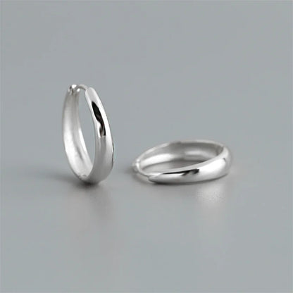 925 Sterling Silver Simple Statement Matte Large Huggies Hoop Earrings for Men Women Fine Gothic Punk Charms S925 Jewelry