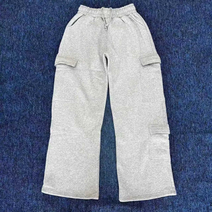 2026 Women‘s Wide Leg Cargo Pants  Elastic Waistband with Large Pockets Casual Fitness Sportswear Y2k Long Pants