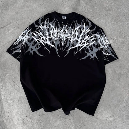 Y2K Cyberpunk Gothic T Shirt Edgy Thorn Texture Print Pure Cotton Streetwear Fashion Graphic Tee Urban Style Comfortable Fit