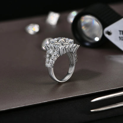 S925 Silver Moissanite Engagement Ring for Women 6CT Princess Excellent Cut Luxury Wedding Jewelry With GTC Certificate