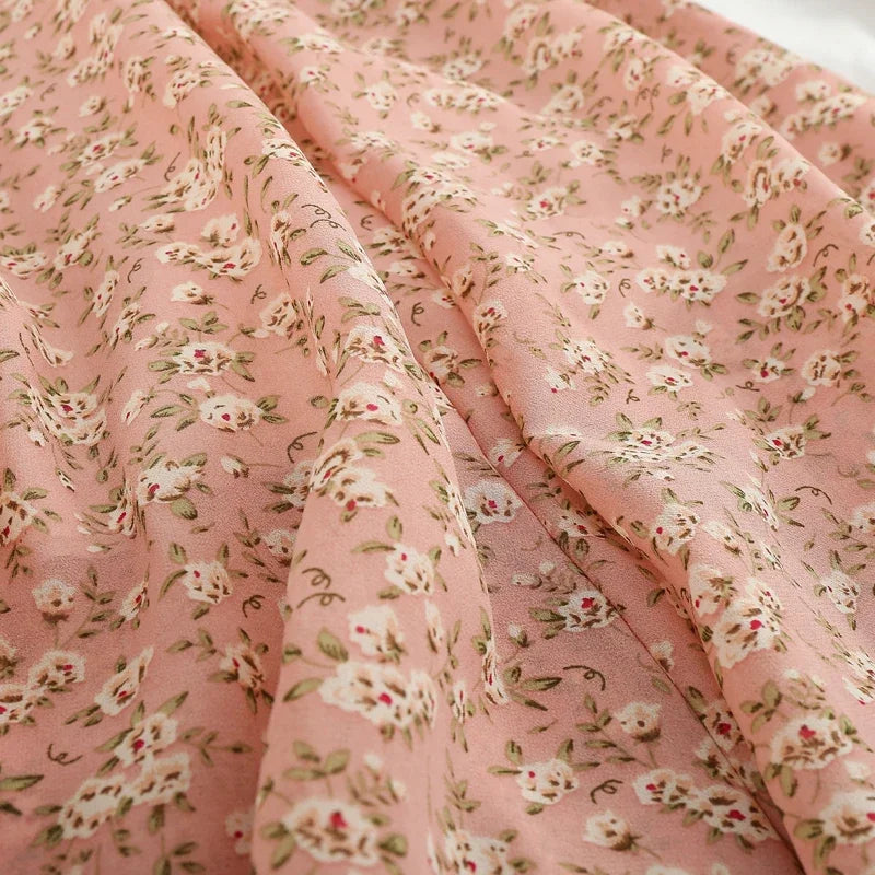 Women's Summer Skirts Vintage Floral Printed Chiffon Skirts High-waisted Elastic Waist Relaxed Mid-length Skirts Beach Skirts
