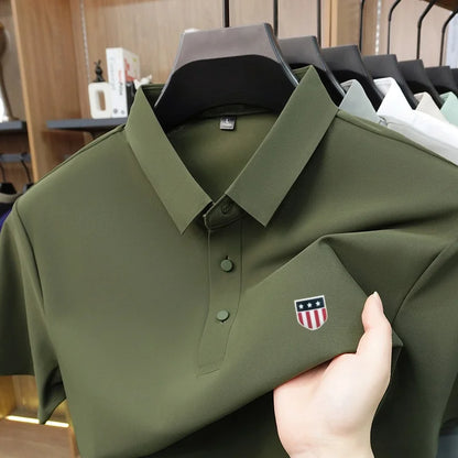 New Polo Shirt For Man Summer Short Sleeves Lapel Printing Trend Brand T-Shirt Business Leisure Ventilate Versatile Men's Wear