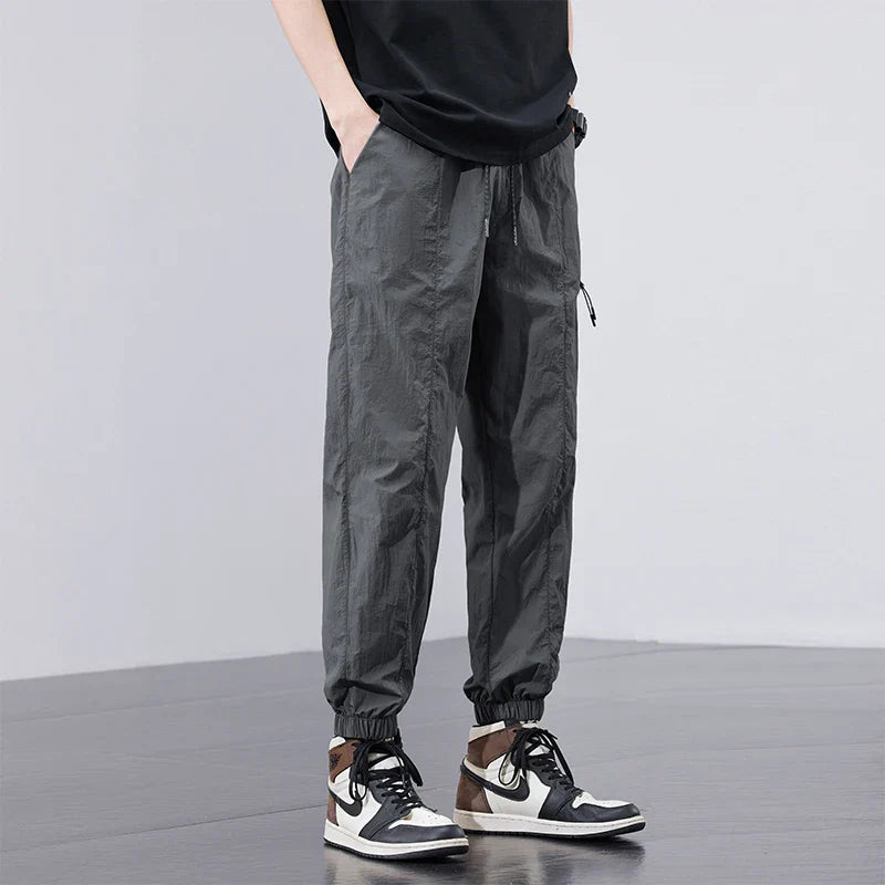 Spring Summer Thin Men's Quick-Dry Cargo Harem Pants Loose Streetwear Joggers with Elastic Cuffs Casual Tapered Trousers Outdoor