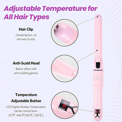 Automatic Hair Curling Iron 28mm Ceramic Barrel Rotating Curler for Big Waves and Smooth Damage Free Hair Styling