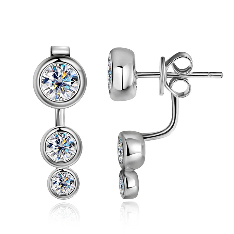 D VVS Moissanite Engagement Earring with GRA Certificates s925 Sterling Silver Plated 18k White Gold Earrings for Women