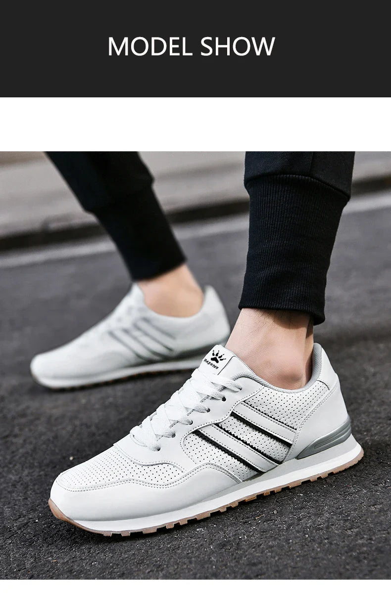 High Quality Men's Vulcanized Sneakers Leather Casual Shoes Breathable Mesh Men Tennis Shoes Male Flat Shoe Zapatillas Hombre
