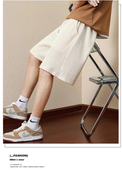 Men's Bermuda Shorts Loose Straight Barrel Beach Shorts Fashion Knitted