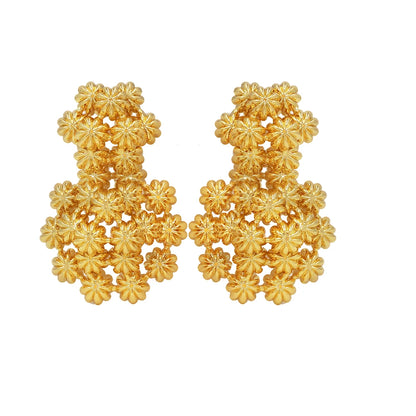 Exaggerate Africal Big Flower Earrings For Women 18K Gold Plated Fashion Piercing Earrings Dubai Nigeria Wedding Party Jewelry