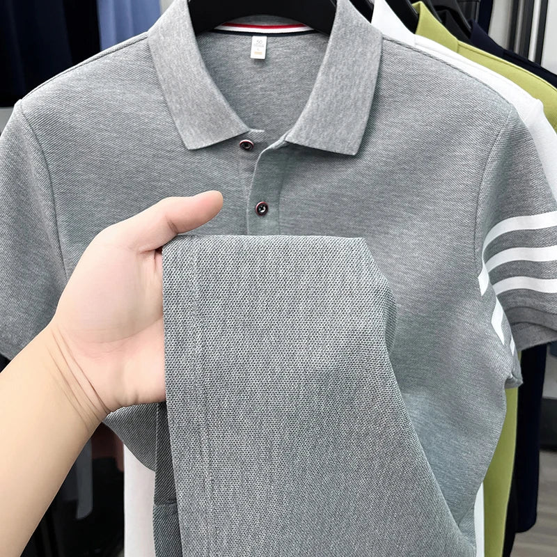 Summer 100% cotton short sleeve polo shirt men designer high-end brand cute dog embroidery Korean casual golf fashion T-shirt