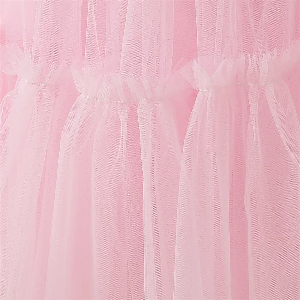 Summer Sequin Bridesmaids Girl Dresses Elegant Tulle Wedding Princess Party Prom Dress for Girl Birthday Pageant Evening Costume