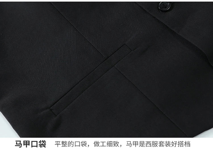 Suit (Blazer+ Vest + Pants) Men's Fashion Gentleman Business Outdoor Standing Collar Gentleman Wedding Work Casual MAO Suit