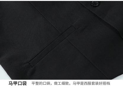 Suit (Blazer+ Vest + Pants) Men's Fashion Gentleman Business Outdoor Standing Collar Gentleman Wedding Work Casual MAO Suit