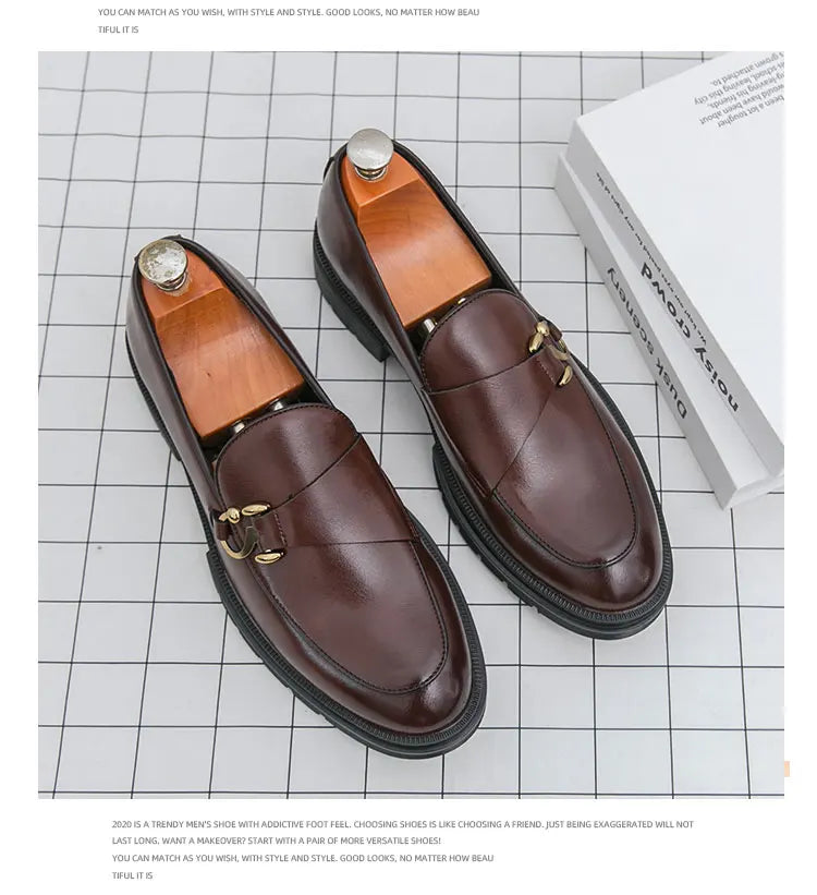 Men's Leather Loafers Slip On Office Casual Business Leather Shoes For Men Wedding Oxford Shoes Male Party Formal Derby Shoe Man