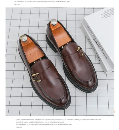 Men's Leather Loafers Slip On Office Casual Business Leather Shoes For Men Wedding Oxford Shoes Male Party Formal Derby Shoe Man
