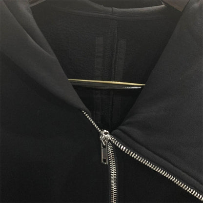 Autumn Zipper Design Black Hoodies Men's Women's Sportswear Jacket American Rock Hip Hop Street Wear Elastic Knitted Coats