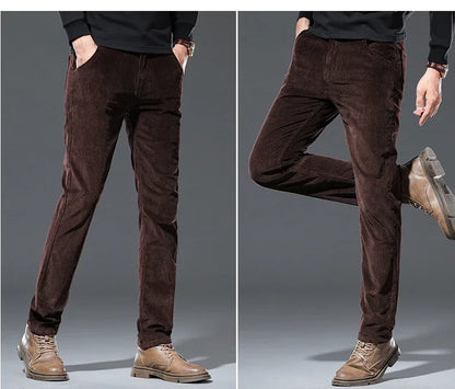 Winter Men's Fleece Corduroy Pants Warm Classic Casual Business Plush Thickened Business Trousers Male Brand Clothing