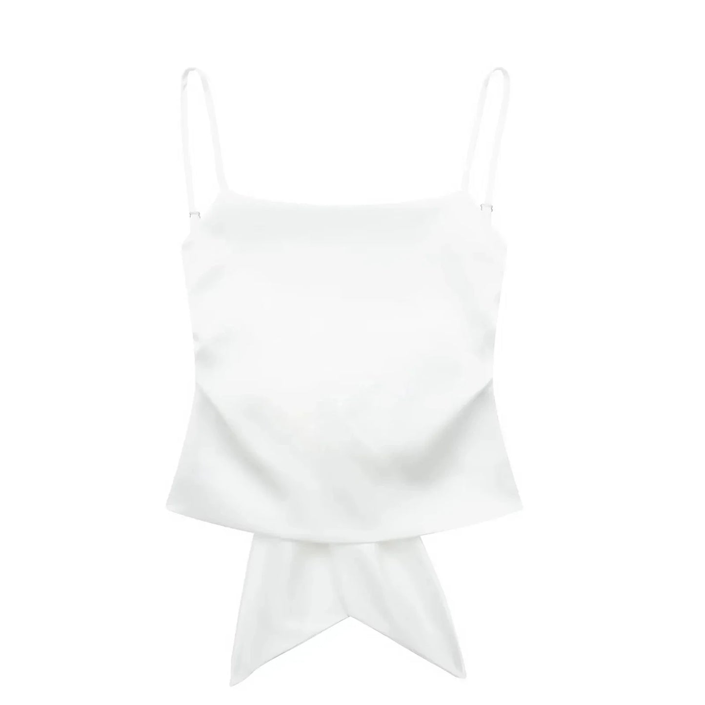 Women Summer Back Bow Solid Satin Backless Sling Crop Top Chic Female Sexy Clothing Streetwear Camis Mujer 2024 Fashion