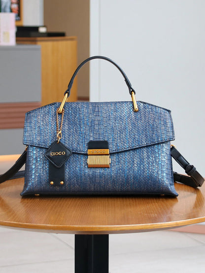 2025 new retro blue snake-shaped high-grade handbag fashion luxury luxury handbag lightweight large-capacity one-shoulder messen