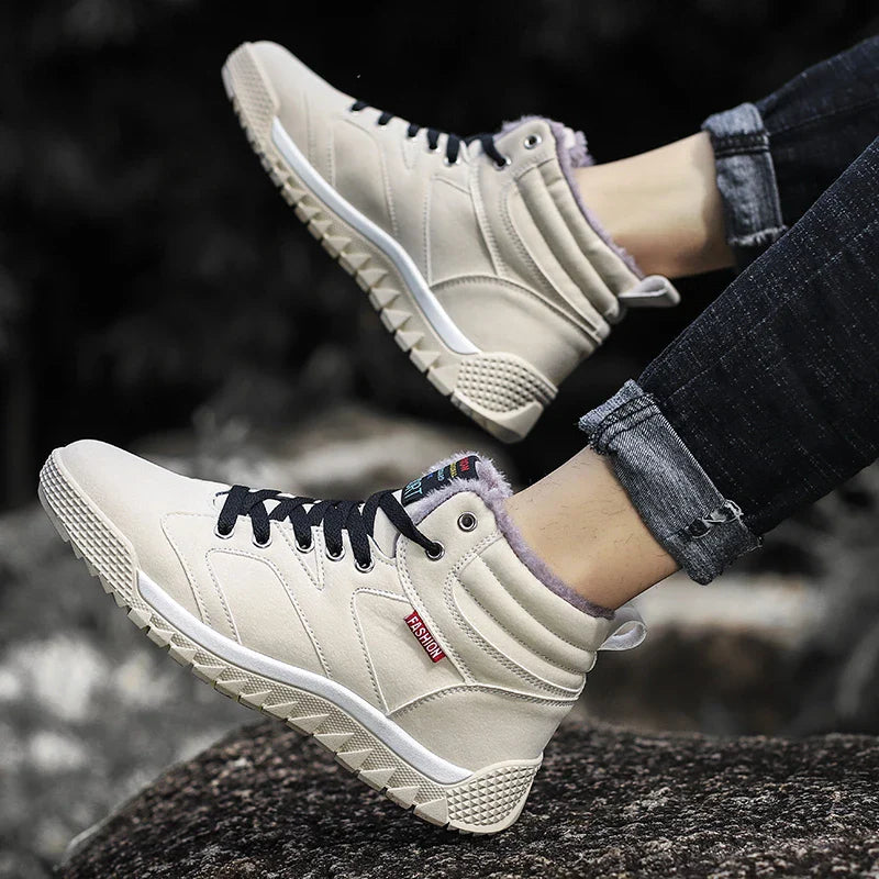 New Winter Sneakers for Men, Velvet Warm High-Top Cotton Shoes, Korean Style Casual Snow Boots, Boots, Men's Shoes, Autum Skateboard Shoes