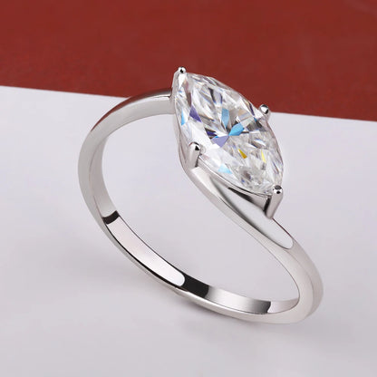1/2CT Marquise Moissanite Ring S925 Silver 18K Gold Plated for Women Men Solitaire Wedding Band Gift Fine Jewelry with GRA