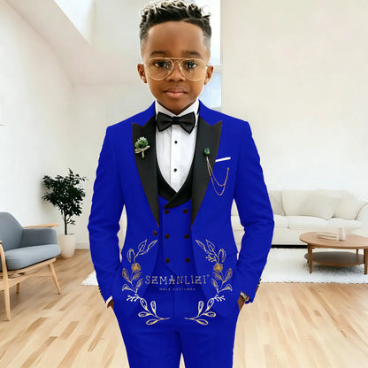 Pink Peaked Lapel Boy Formal Suits Dinner Tuxedos Boys Groomsmen Kids For Wedding Party Prom Suit Wear Ensembles De Blazers