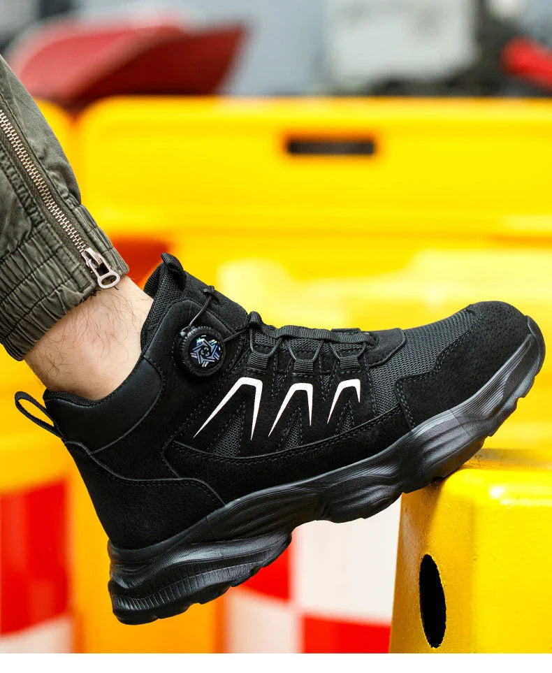 Rotating Button Safety Shoes Man Boots Anti Smash Anti Piercing Steel Toe Safety Work Shoes Lightweight Breathable Work Boots