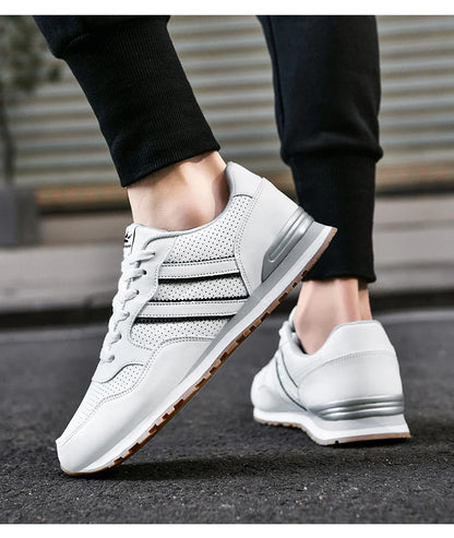 High Quality Men's Vulcanized Sneakers Leather Casual Shoes Breathable Mesh Men Tennis Shoes Male Flat Shoe Zapatillas Hombre