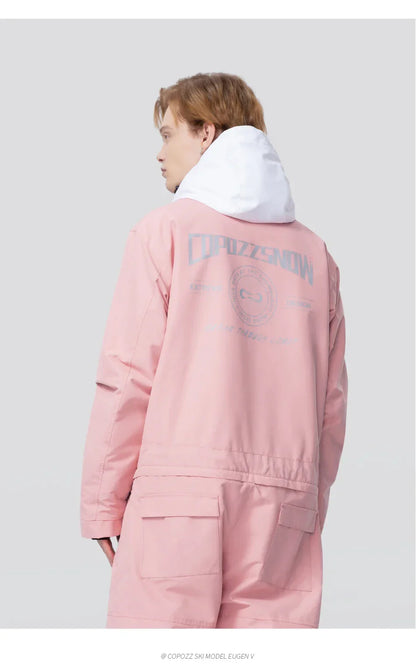 Thick Men Women One-Piece Ski Jumpsuit Outdoor Sports Snowboard Jacket Warm Jump Suit Waterproof Winter Clothes Overalls Hooded