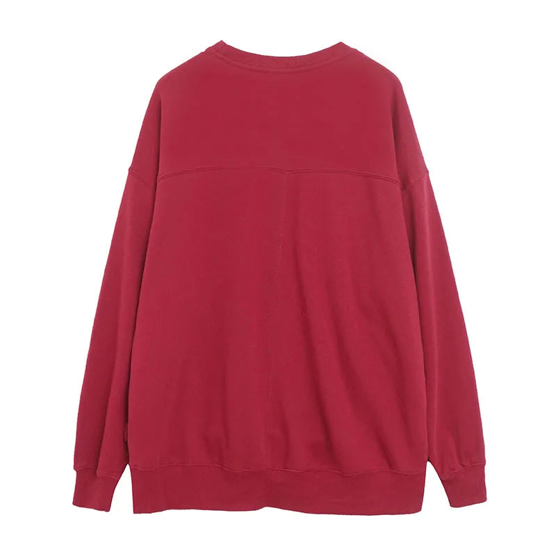 Embroidery Sweatshirt Women O Neck Pullover Tops Female Casual Loose Jumper Oversized Unisex Couple