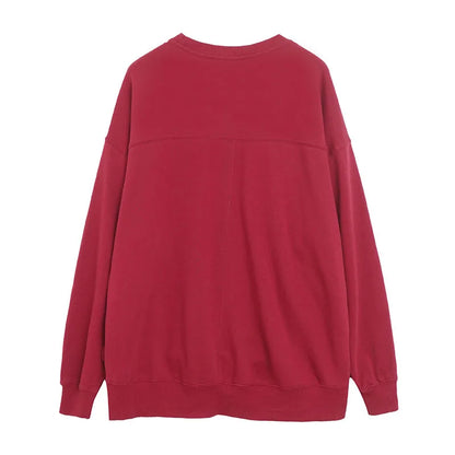 Embroidery Sweatshirt Women O Neck Pullover Tops Female Casual Loose Jumper Oversized Unisex Couple