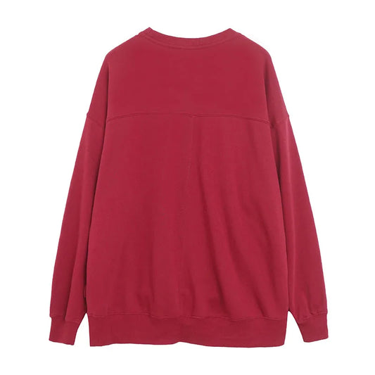 Embroidery Sweatshirt Women O Neck Pullover Tops Female Casual Loose Jumper Oversized Unisex Couple
