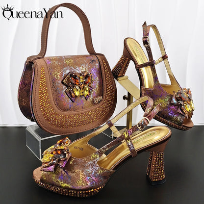 2026 Essential for Banquets  High Quality Designer Luxury Shoes and Bag  Exquisite HandBag with Peep Toe Shoes Sexy High-Heeled