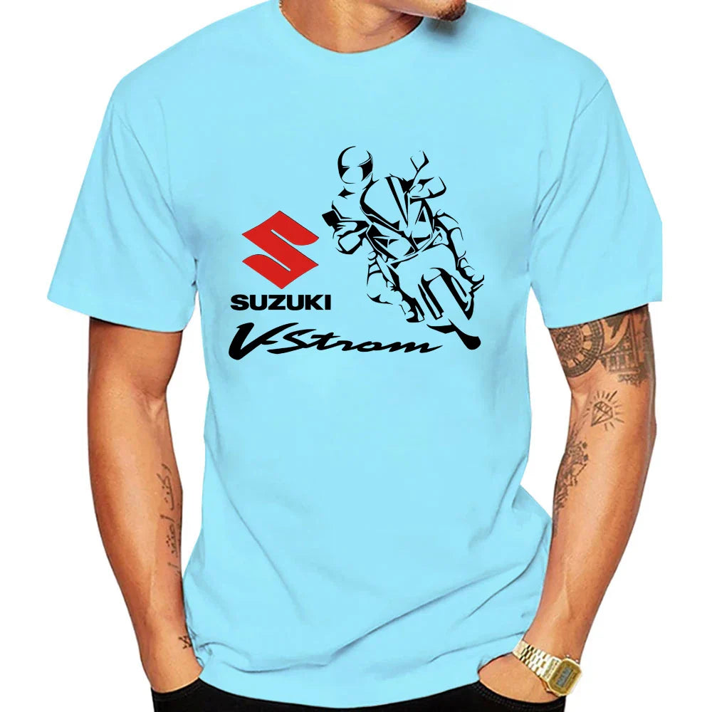 2026 V-Strom Summer New Bestseller 100% Cotton Trend Men T-shirt Daily Outdoor Sports Casual Loose Street Short Sleeve