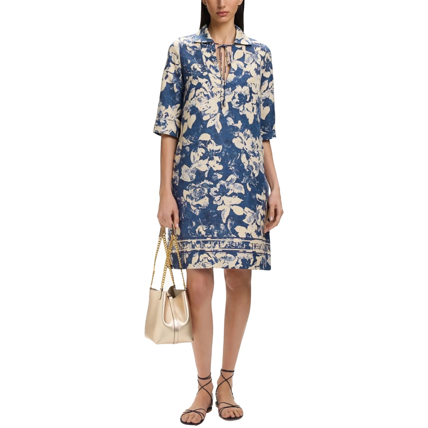 Summer Fashion Women Commuting V Neck Dresses Fashion Midi Printed New Lady Straight Dress