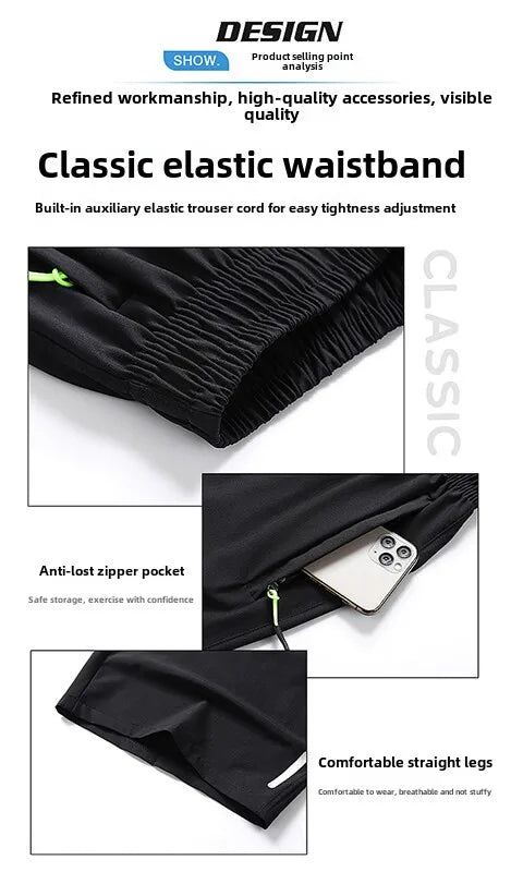 2025 New Trendy Ice Silk Quick-Dry Casual Outdoor Sports Shorts for Men - Large Size 5-Inch Shorts, Breathable & Comfortable