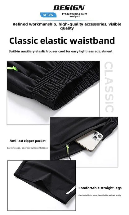 2025 New Trendy Ice Silk Quick-Dry Casual Outdoor Sports Shorts for Men - Large Size 5-Inch Shorts, Breathable & Comfortable