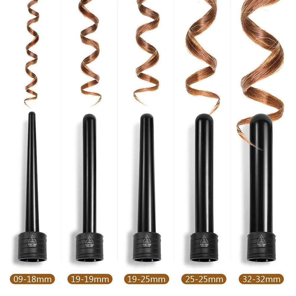 5 In 1 Professional Hair Curling Lron Hair Waver Pear Flower Cone Electric Hair Curler Roller Curling Wand