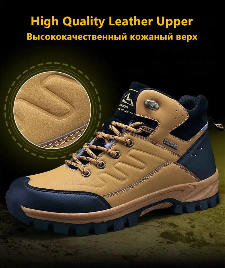 Brand Winter Men's Boots Warm Men's Snow Boots High Quality Leather Men Sneakers Outdoor Men Hiking Boots Work Shoes Size 39-46