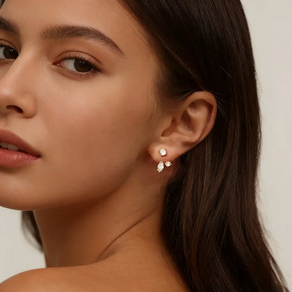 GRA Certified All Moissanite Drop Earrings for Women S925 Silver Detachable Earcuff Front Back Stud Earring Jackets for Women