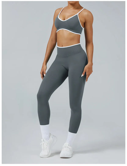 Seamless Yoga Set Women Gym Clothing Scrunch Bum Legging Sports Bras Padded Tank Top Workout Outfits Fitness Sportswear Suits